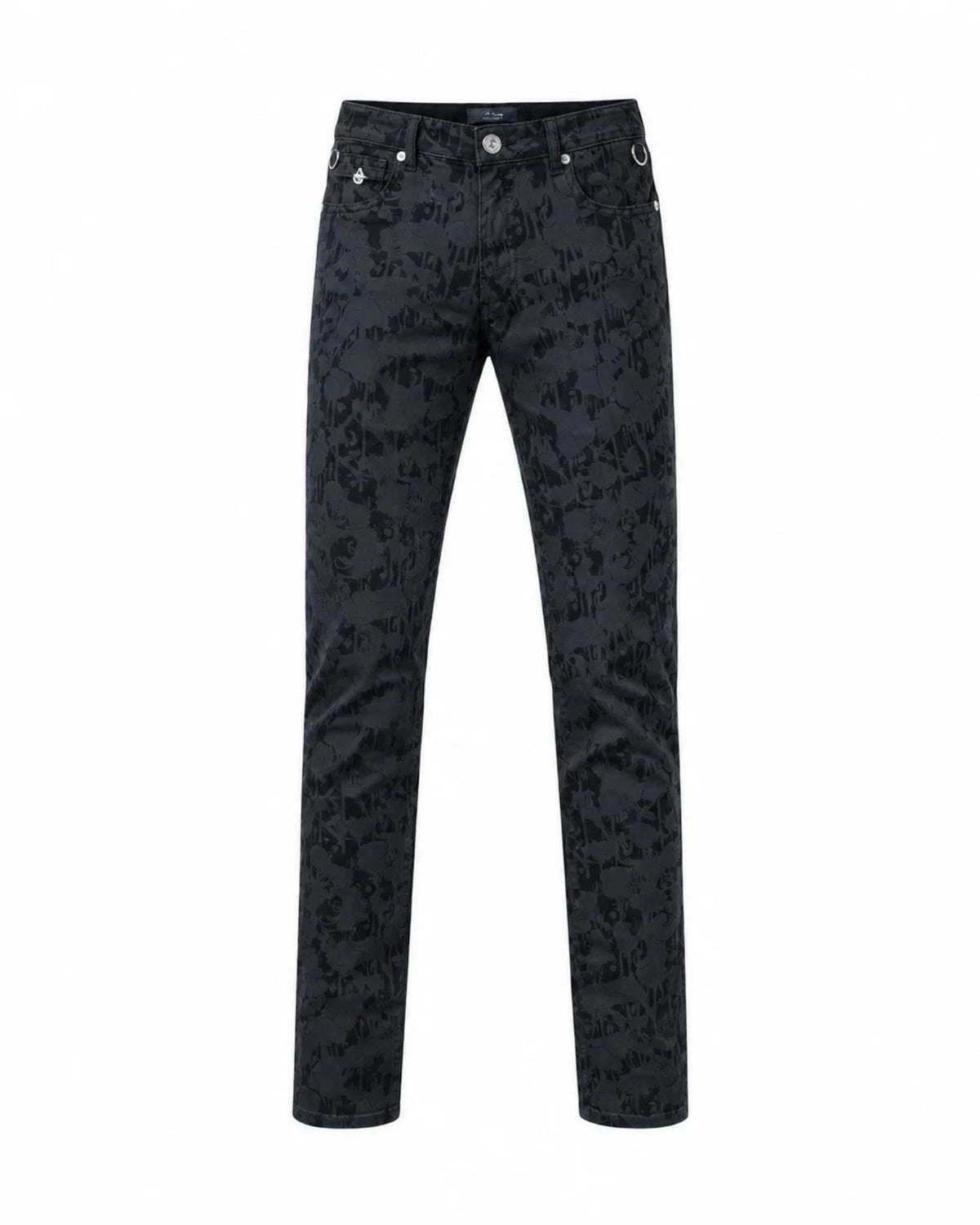 Jeans Slim Fit con Motivo Grafico e Dettagli Metallici