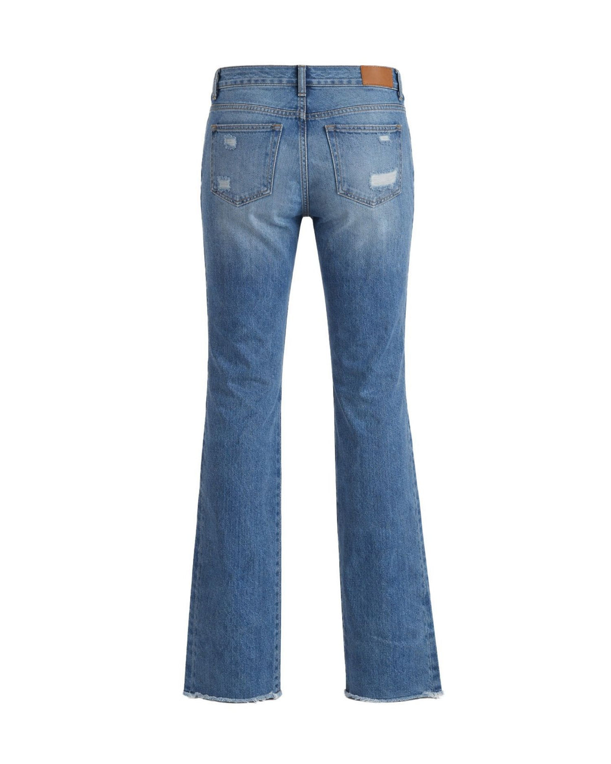 Jeans Bootcut con Strappi e Orlo Sfilacciato