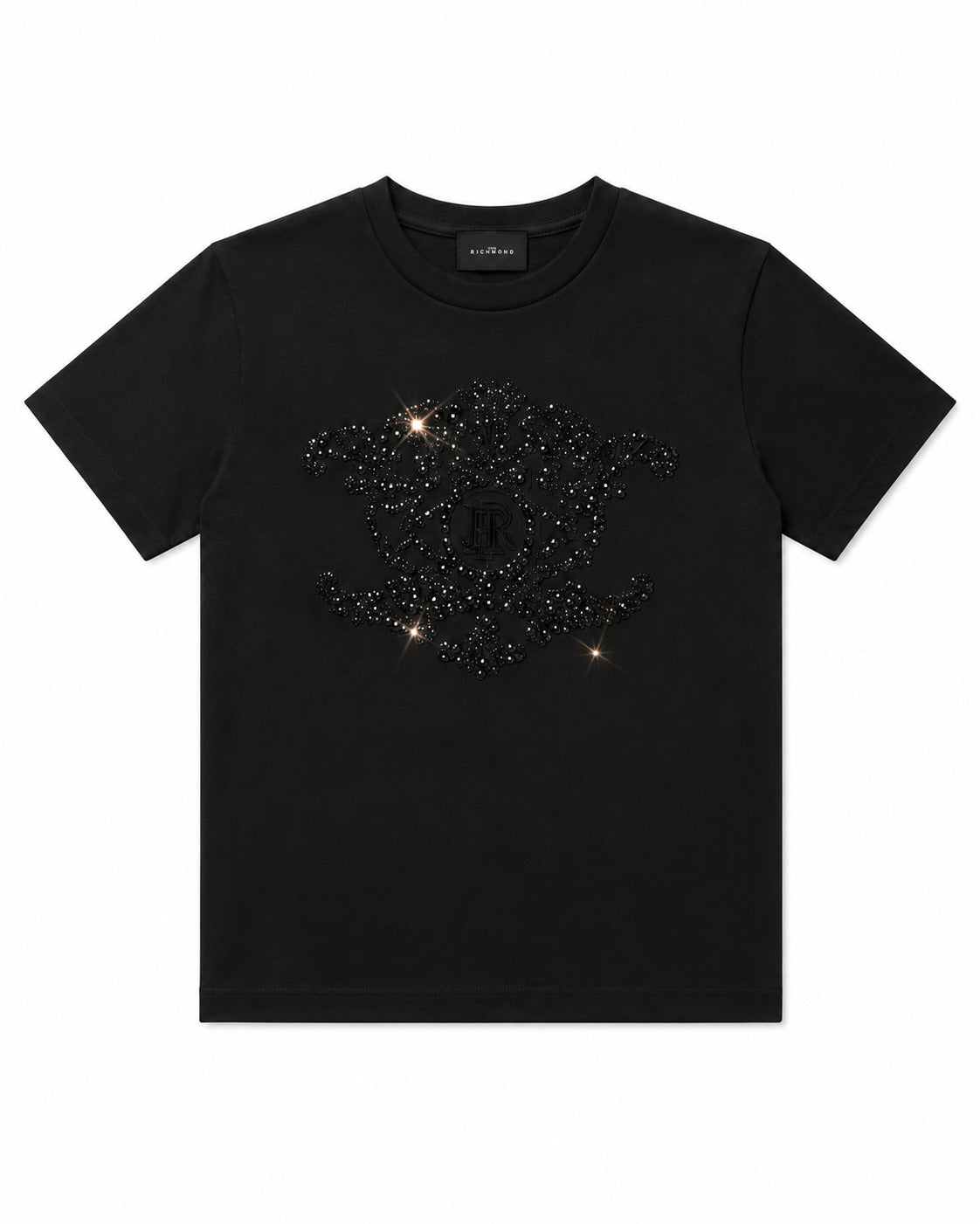 Short Sleeve T-shirt with Rhinestone Logo | John Richmond