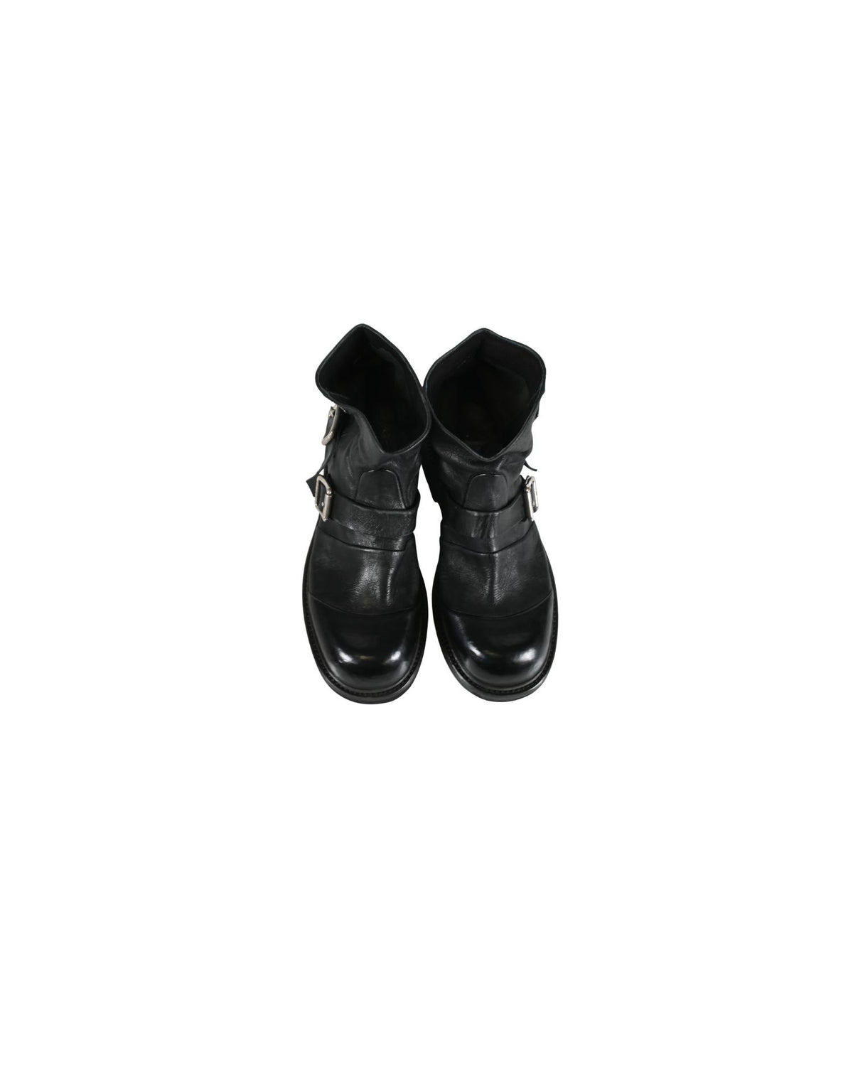 Stivaletti Biker in Pelle con Fibbie Metalliche