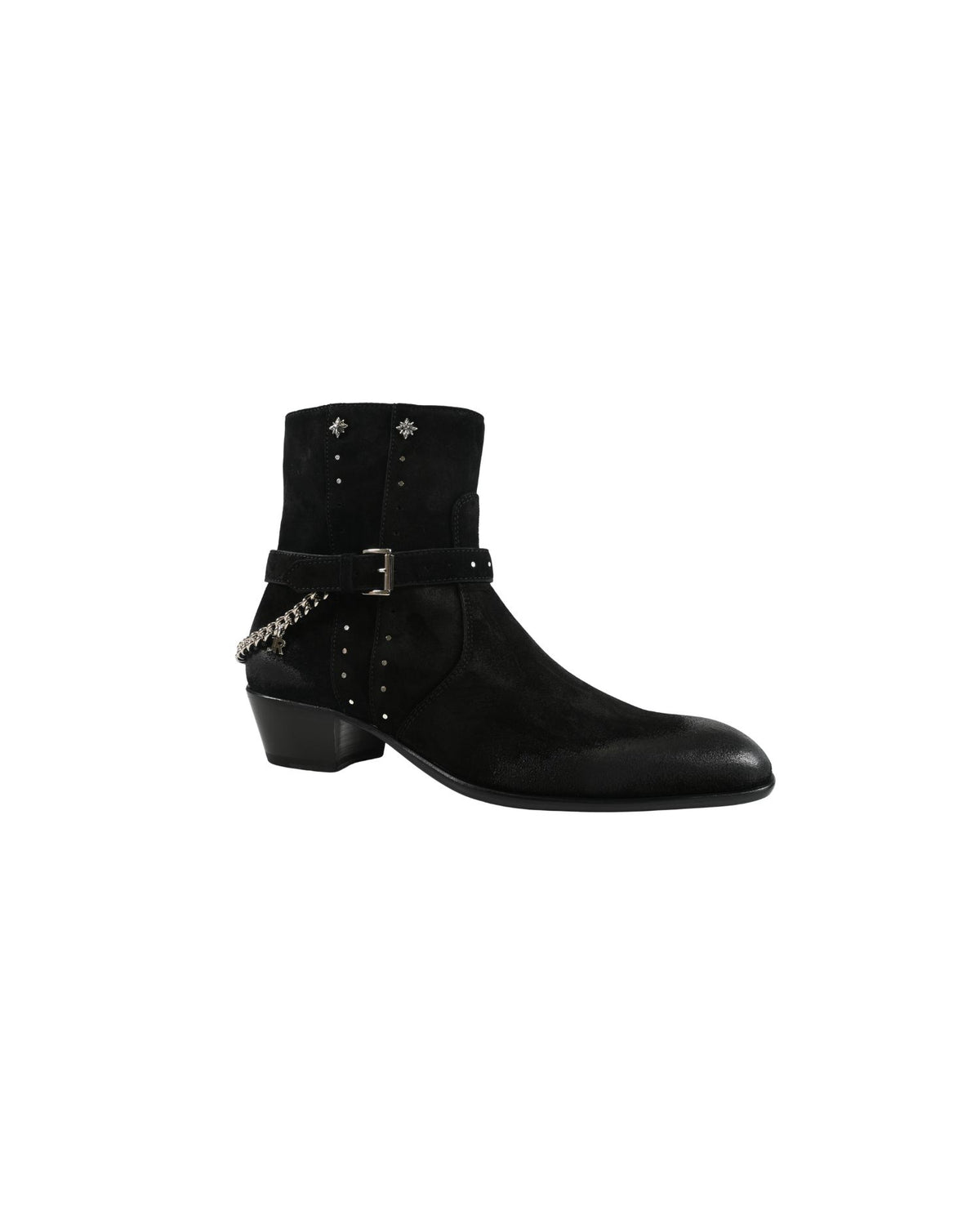Stivaletti in Suede con Fibbia e Dettaglio Catena