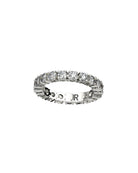 Anello veretta John Richmond con fila continua di punti luce e incisione JR interna, vista frontale.
