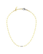 Collana a catena John Richmond con maglia centrale decorata da elementi brillanti e charm a croce.