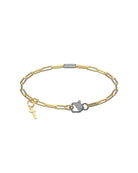 Bracciale John Richmond con catena a maglie allungate, inserto luminoso centrale e ciondolo a forma di croce.