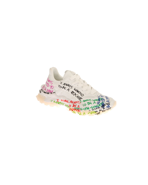 Women's sporty sneaker with colorful lettering