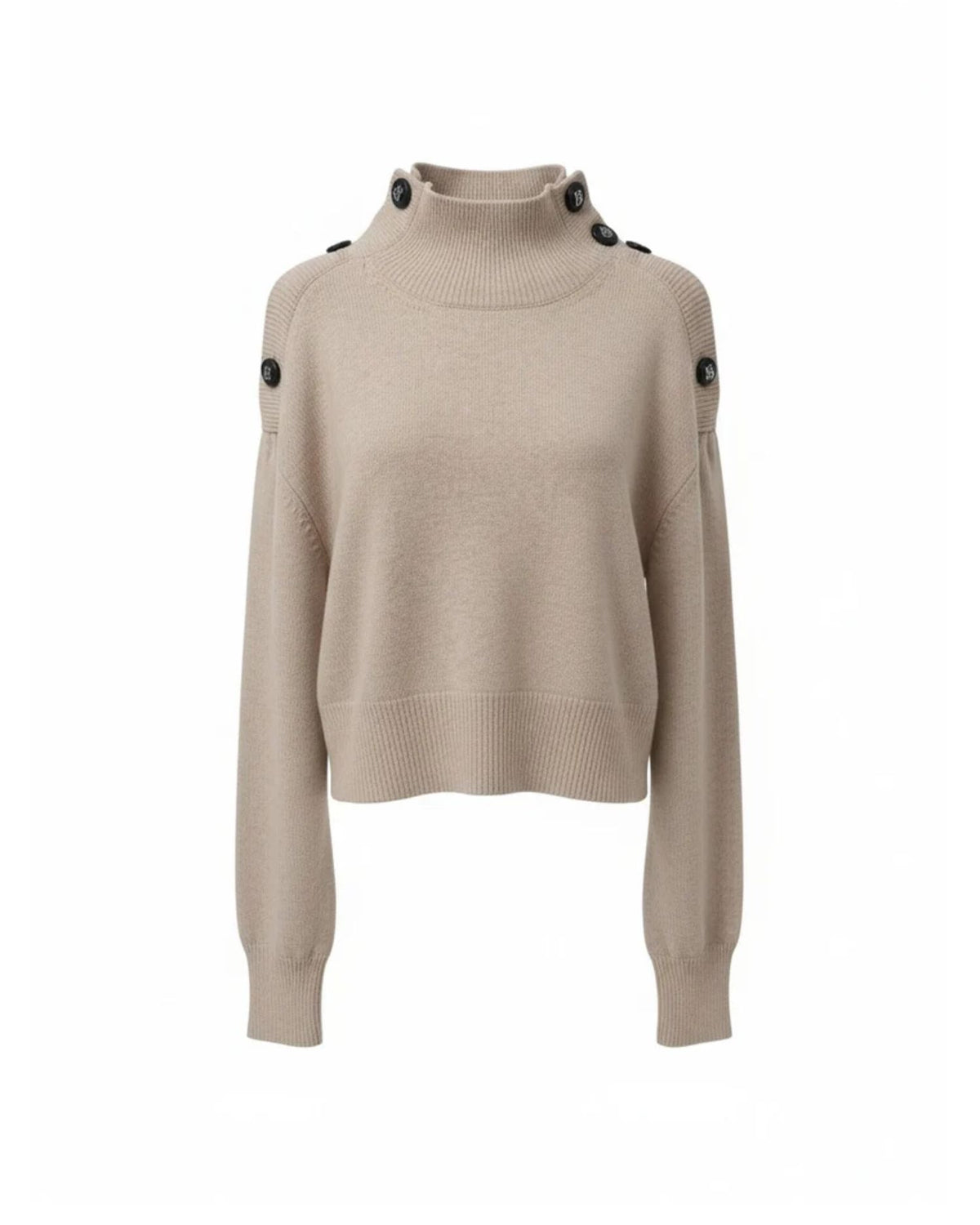 Maglione a Collo Alto con Bottoni sulle Spalle