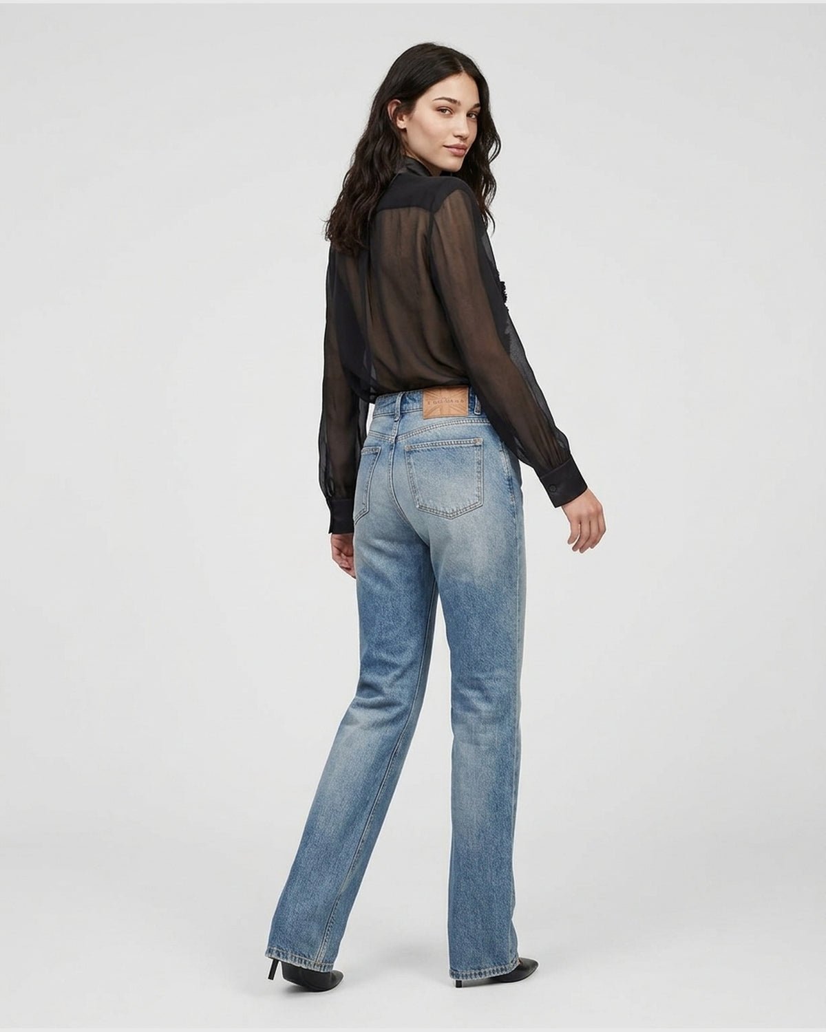 Jeans Straight con Lavaggio Vintage