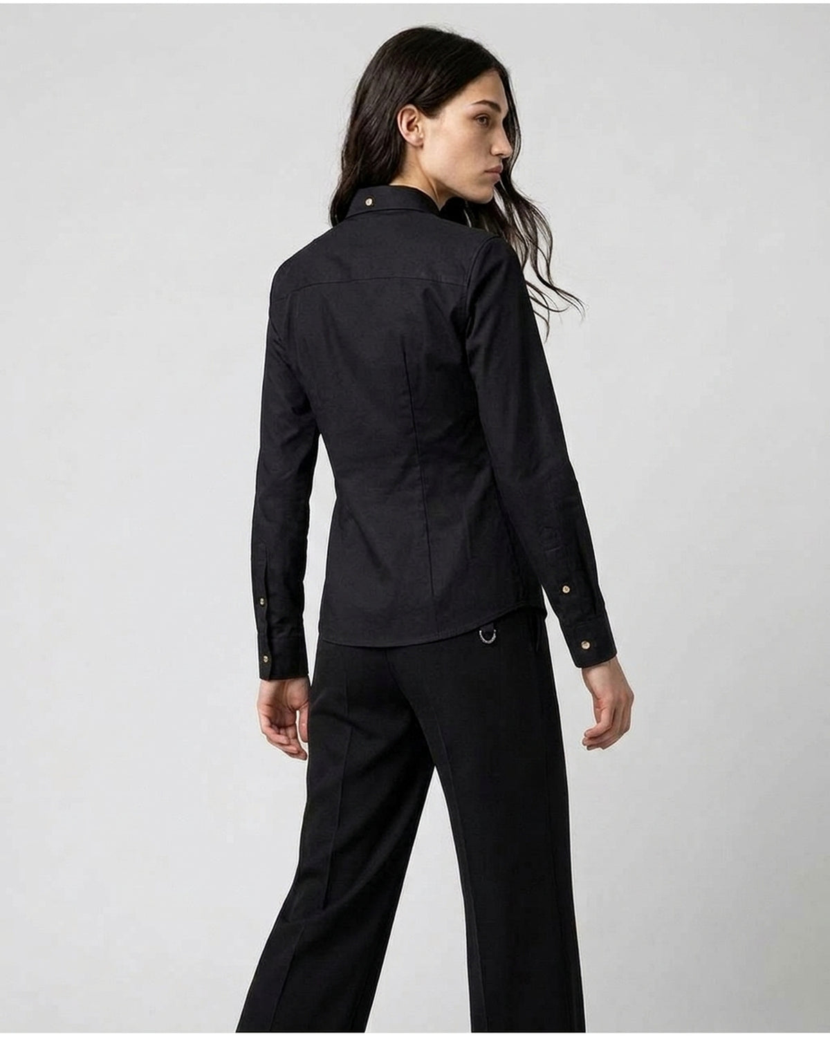 Camicia Sciancrata in Cotone con Collo a Lancia