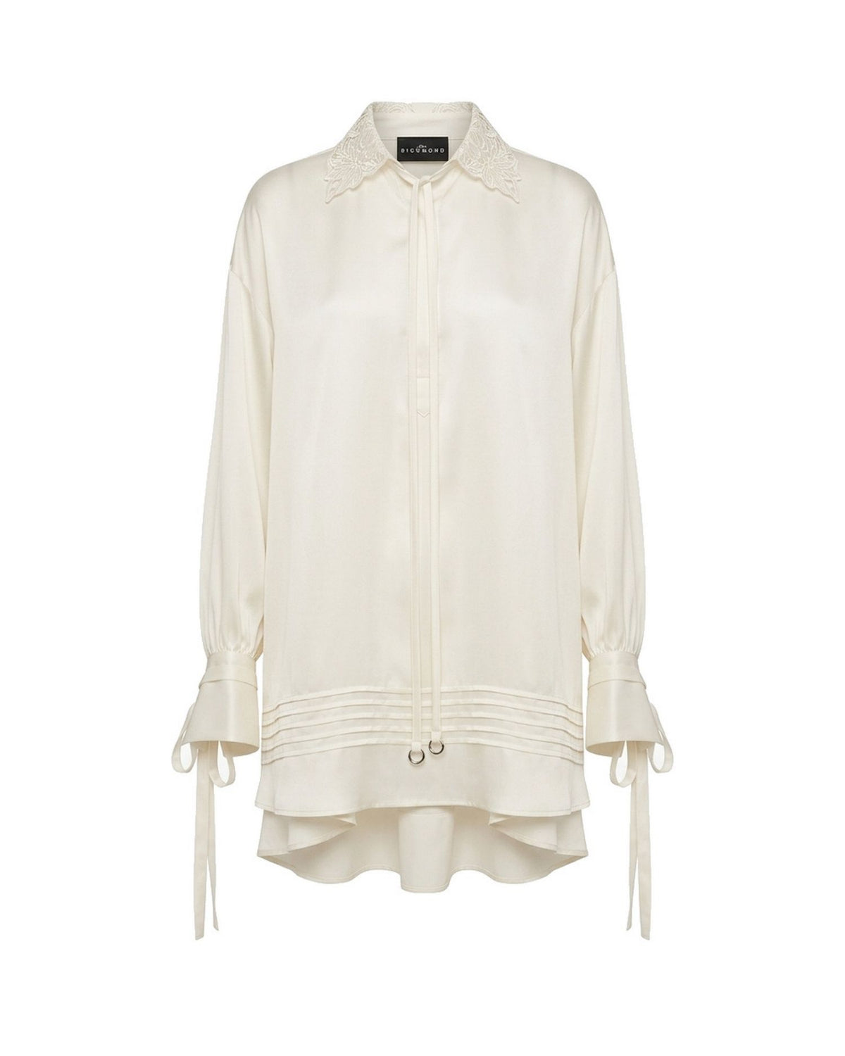 Camicia Fluida con Maniche a Sbuffo e Lacci ai Polsi