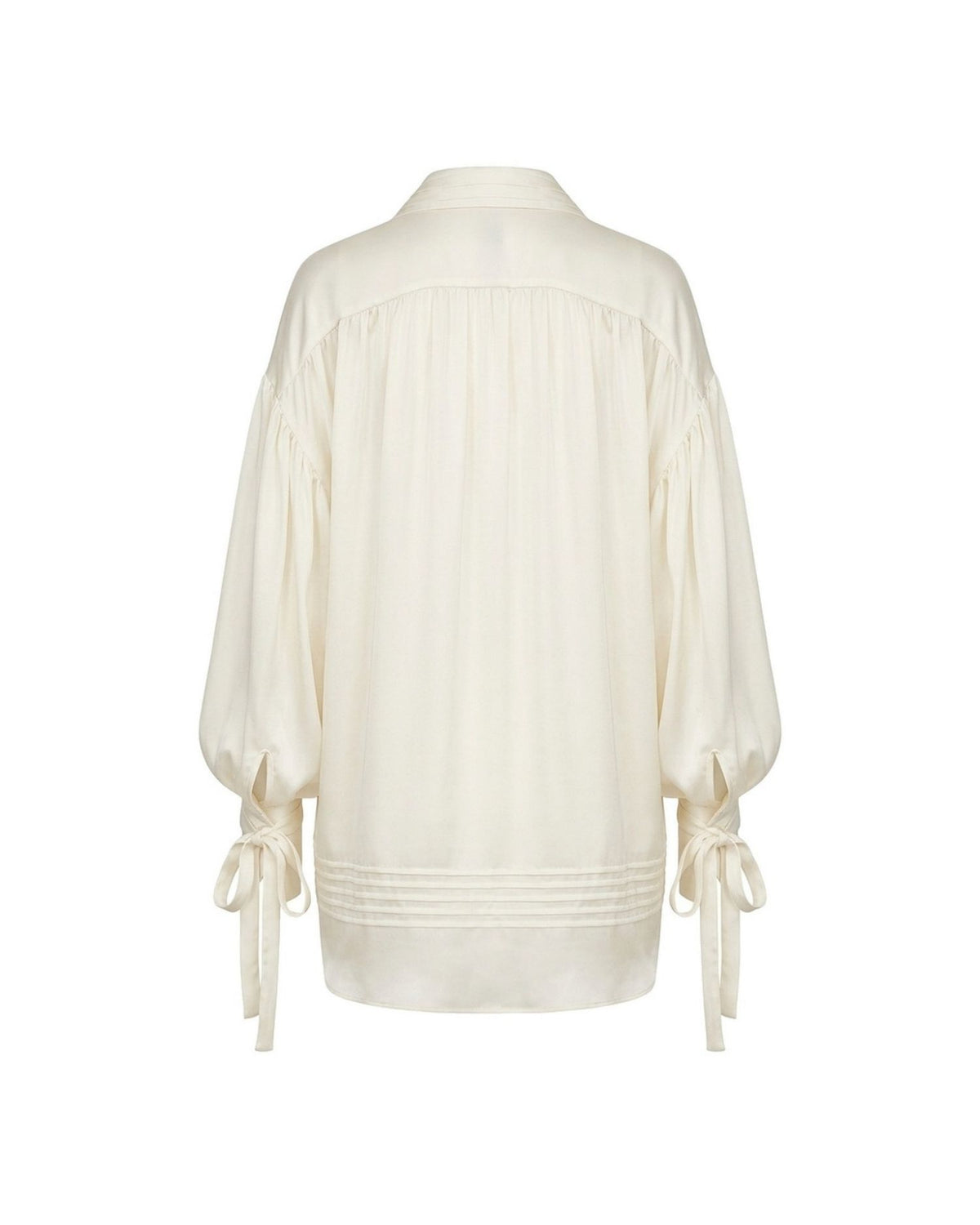 Camicia Fluida con Maniche a Sbuffo e Lacci ai Polsi