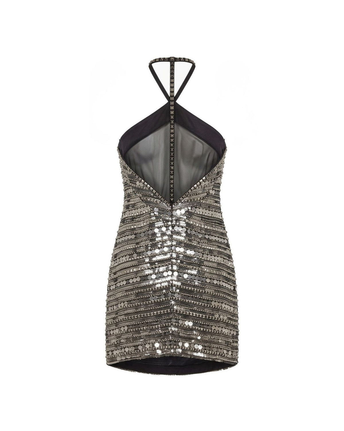 Abito Corto con Paillettes e Scollo all'Americana