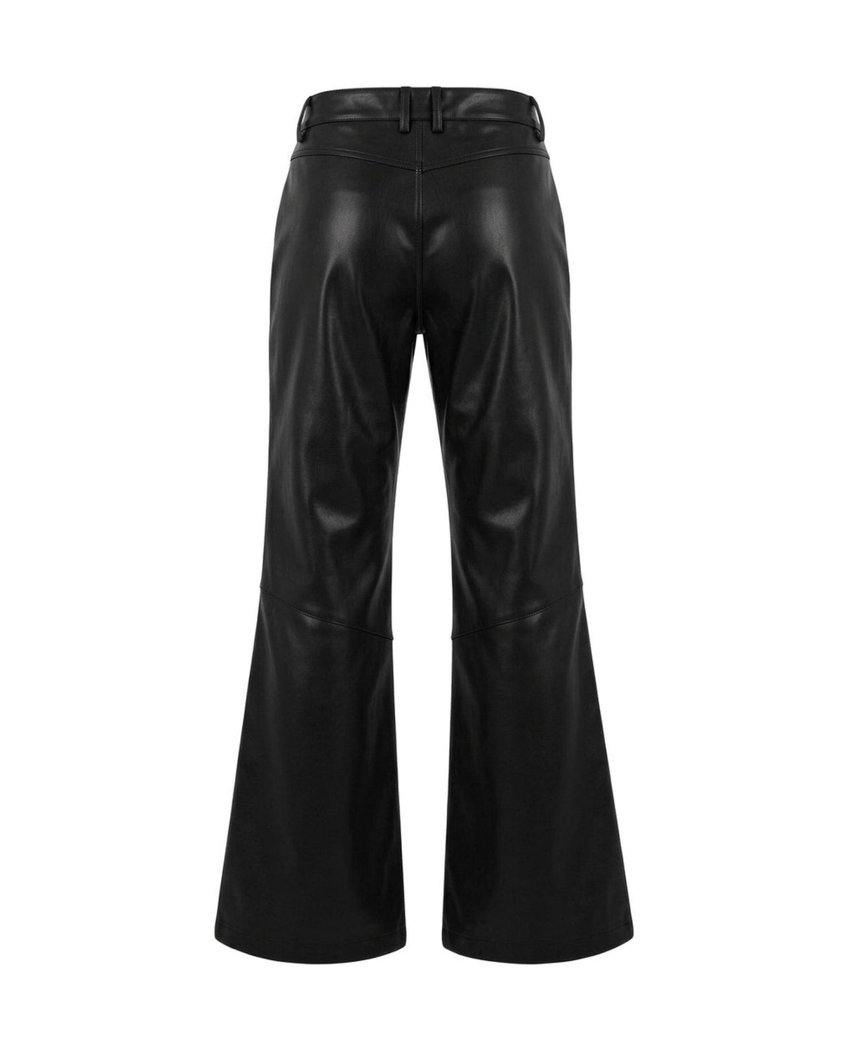 Pantaloni Flare in Pelle con Tagli al Ginocchio