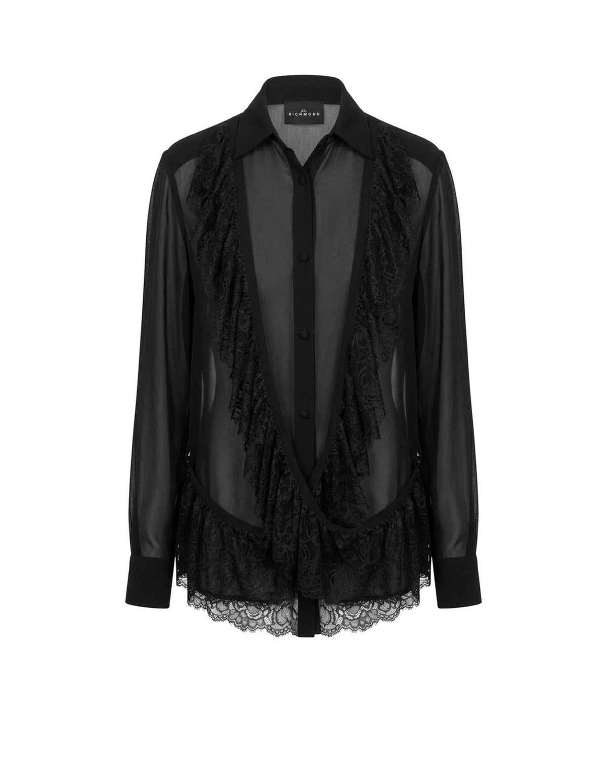 Camicia in Seta con Rouches e Pizzo