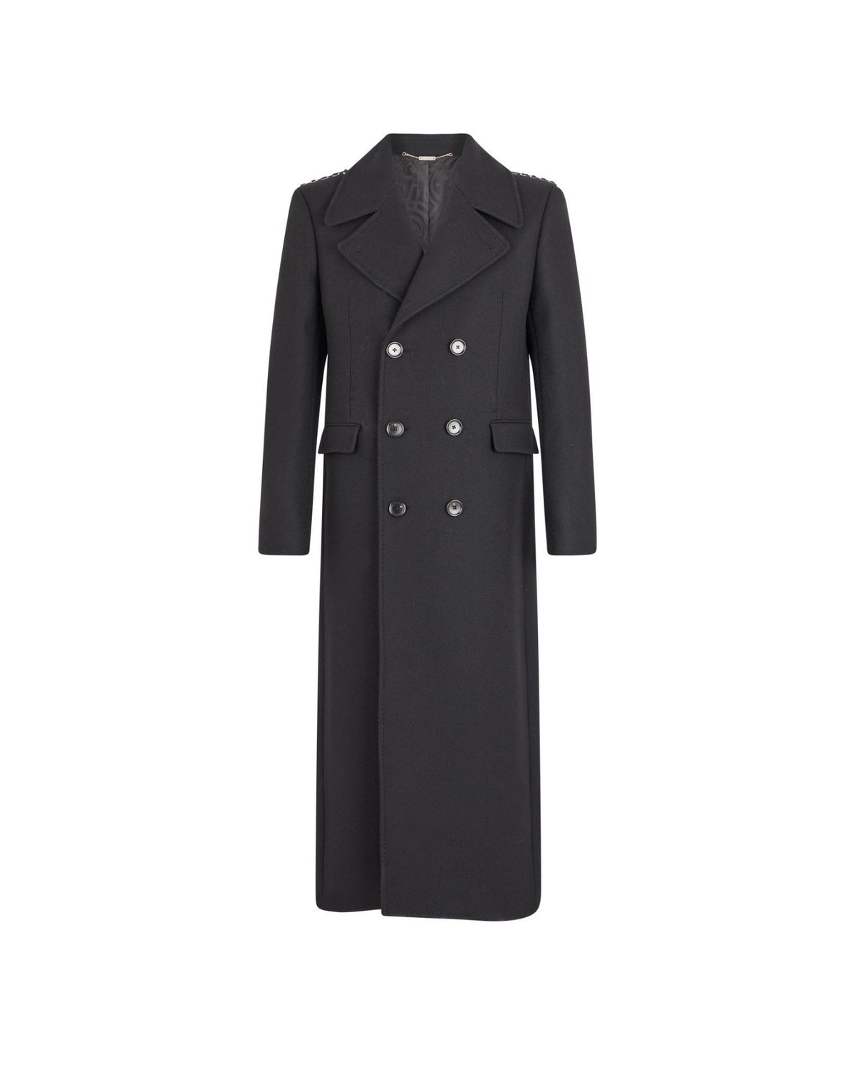 Cappotto Lungo Doppiopetto con Dettagli Metallici