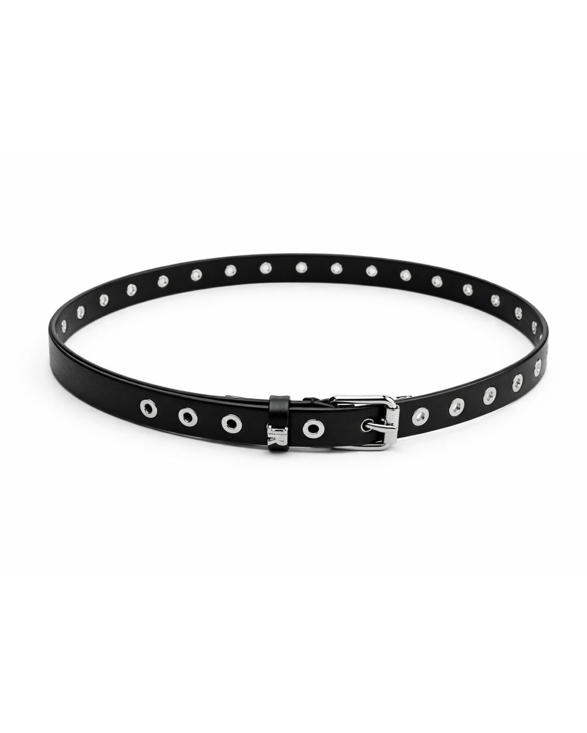 Cintura in Pelle con Occhielli Metallici