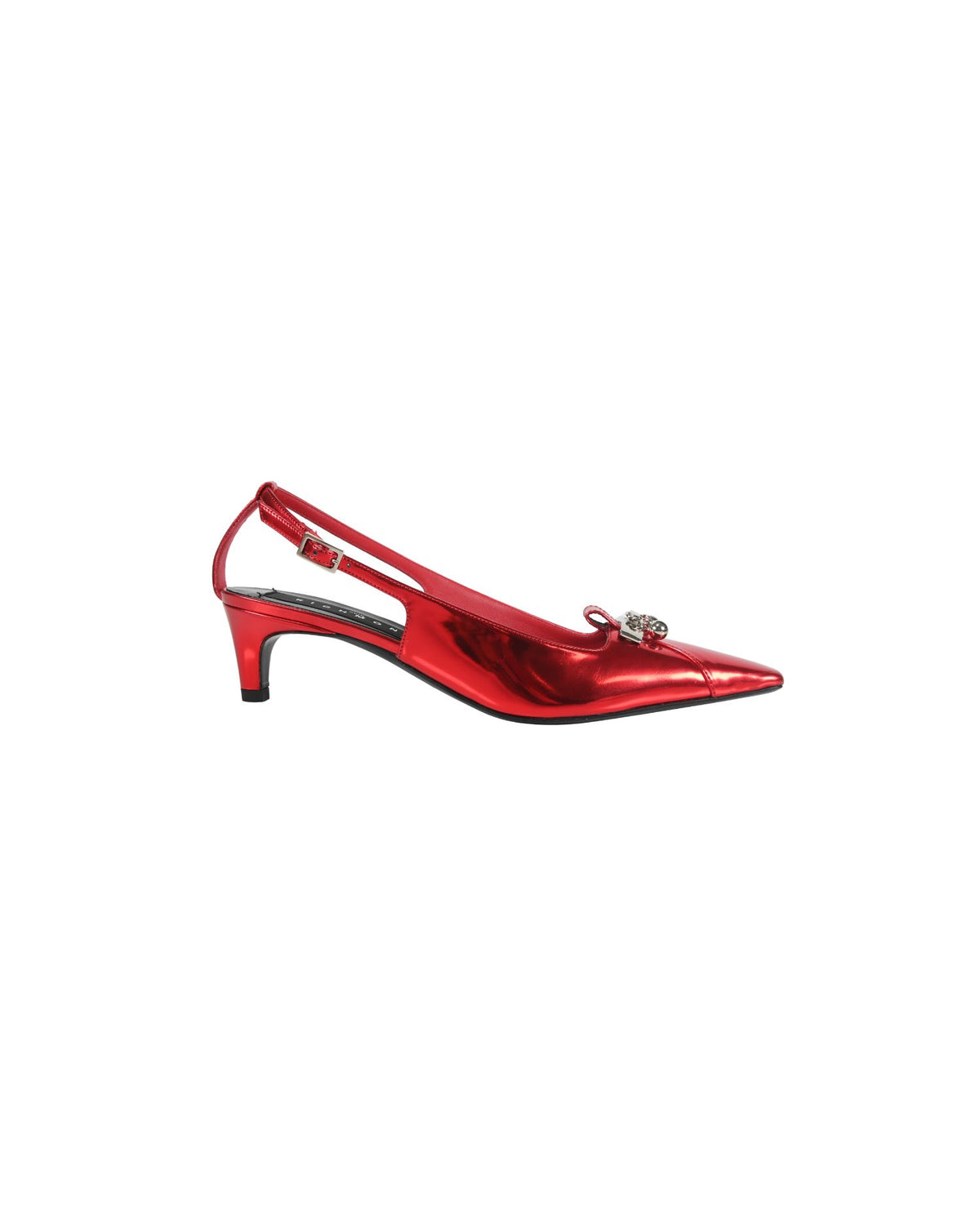 Décolleté Slingback con Dettaglio Metallico e Tacco Basso