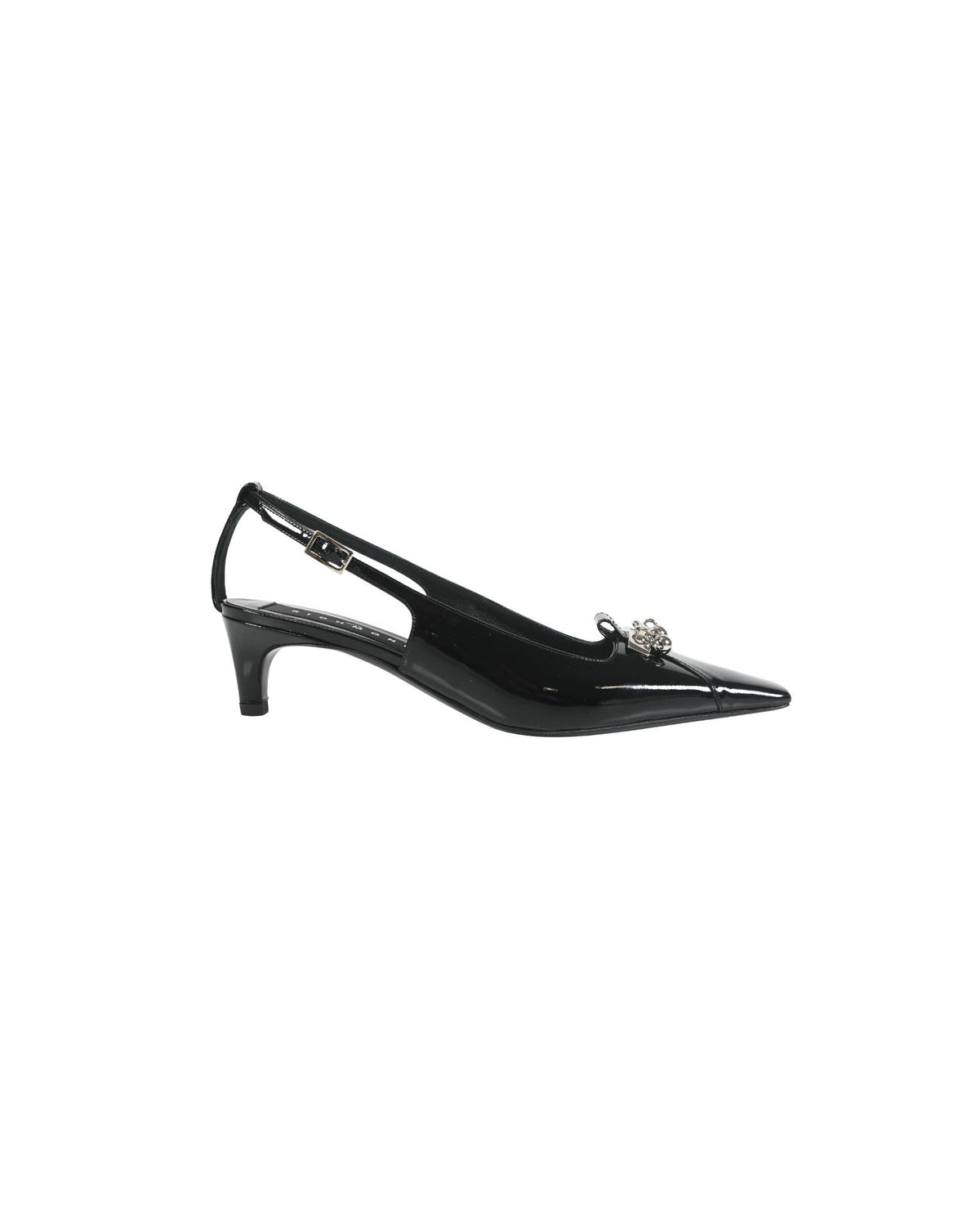 Décolleté Slingback in Vernice con Dettaglio Metallico