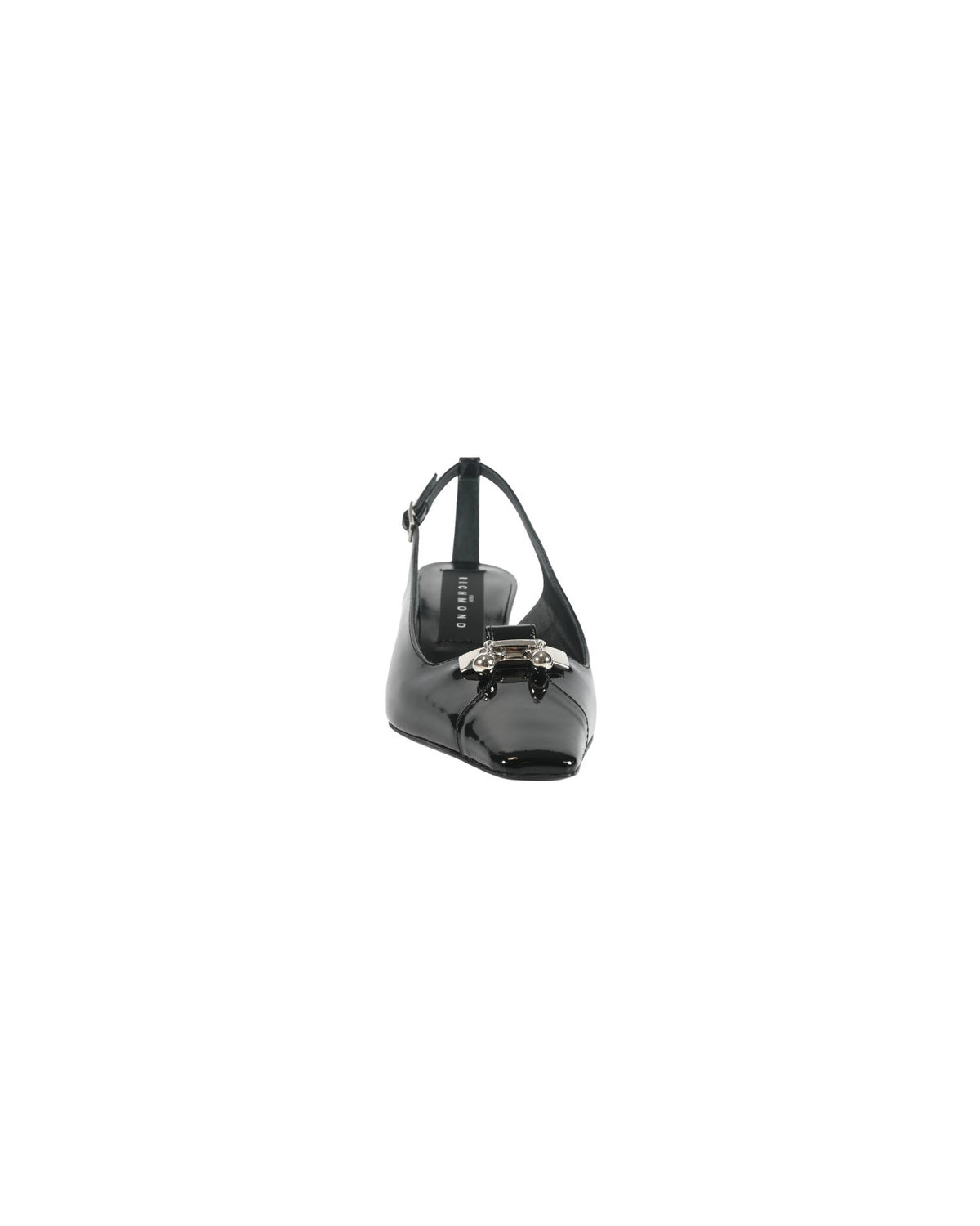 Décolleté Slingback in Vernice con Dettaglio Metallico