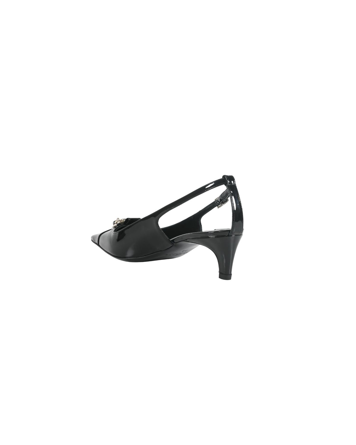 Décolleté Slingback in Vernice con Dettaglio Metallico
