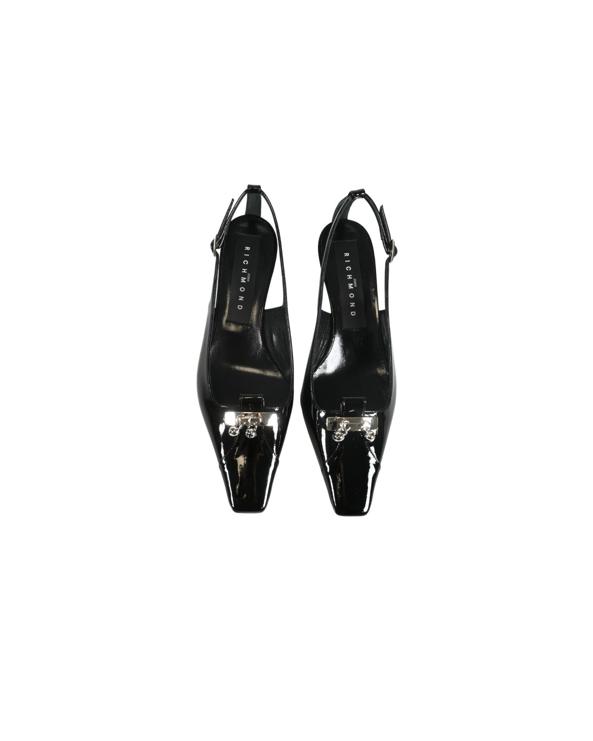 Décolleté Slingback in Vernice con Dettaglio Metallico