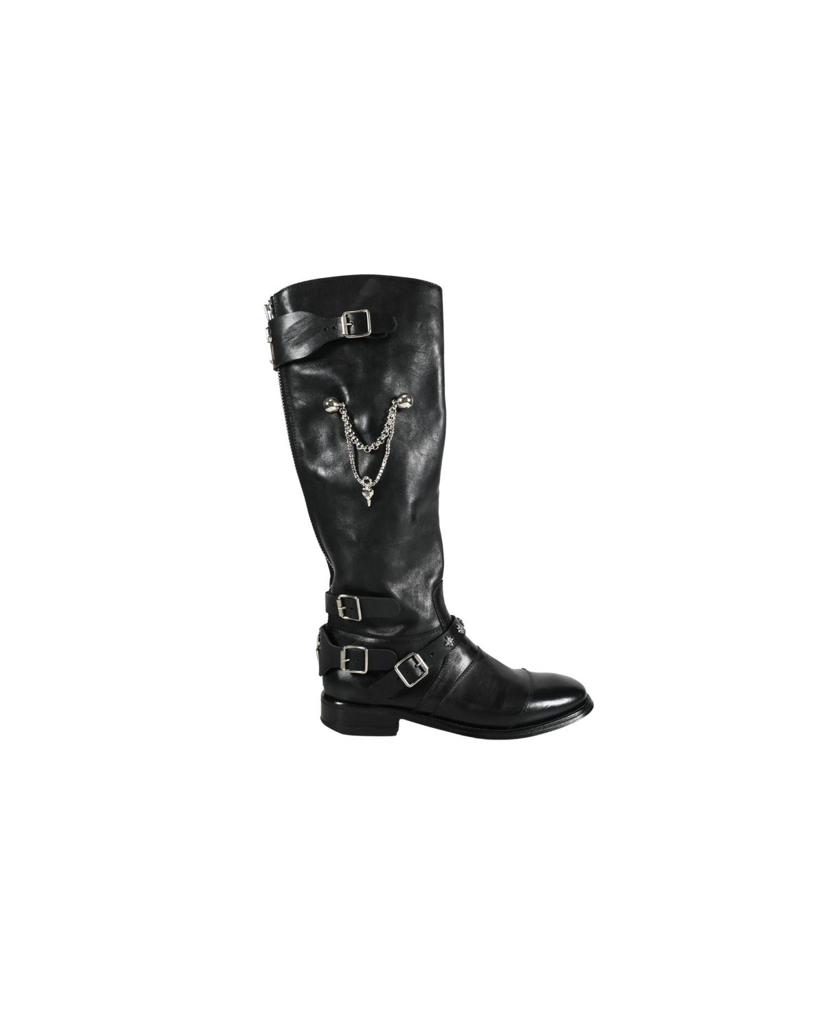 Stivali Alti con Fibbie e Catene Decorative