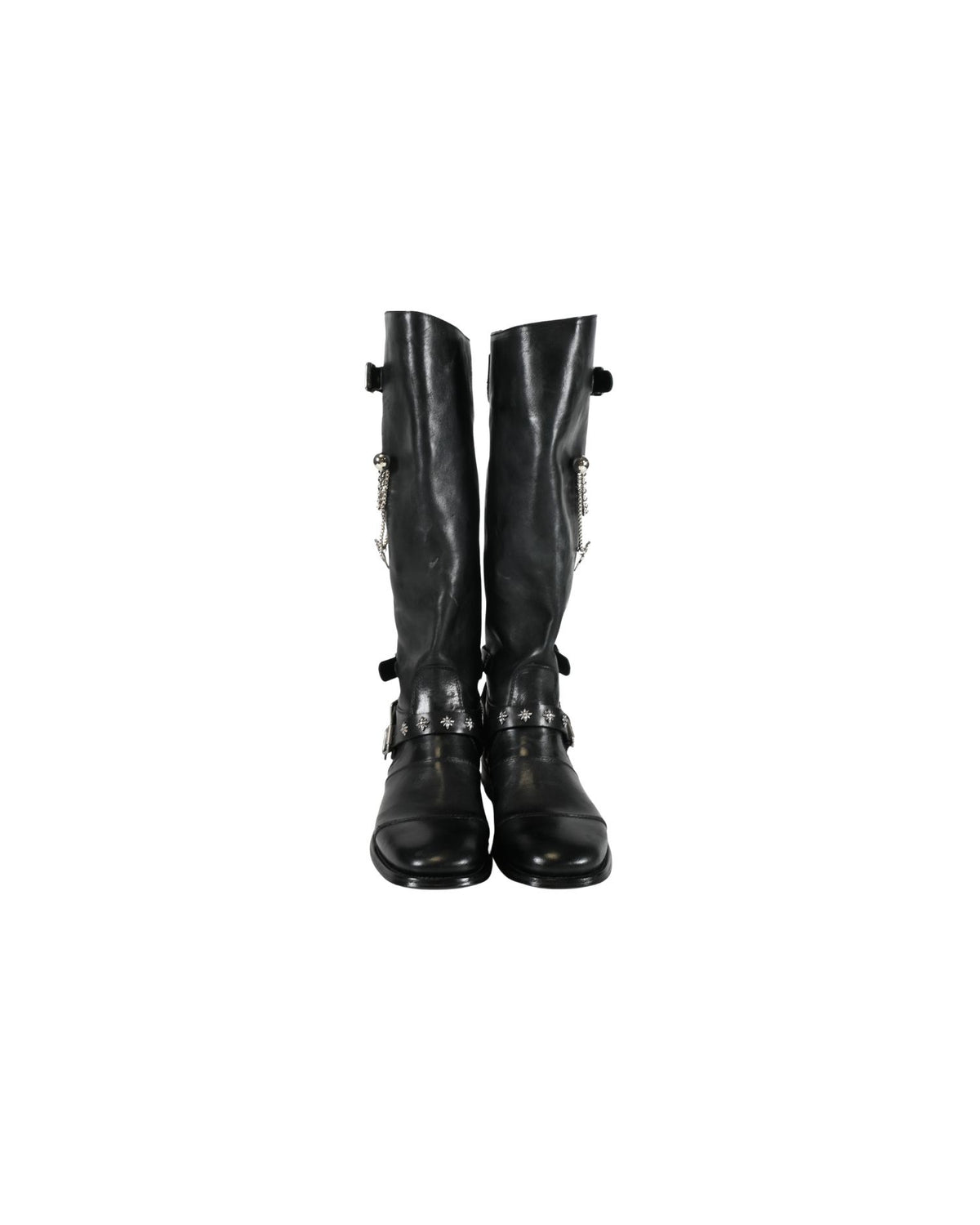 Stivali Alti con Fibbie e Catene Decorative