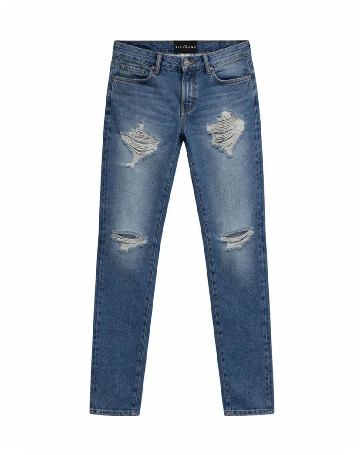 Jeans Slim Fit con Strappi e Logo Posteriore