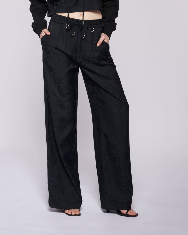 Trousers with a jaquard effect