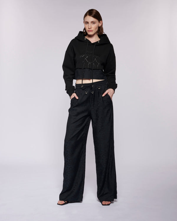 Trousers with a jaquard effect