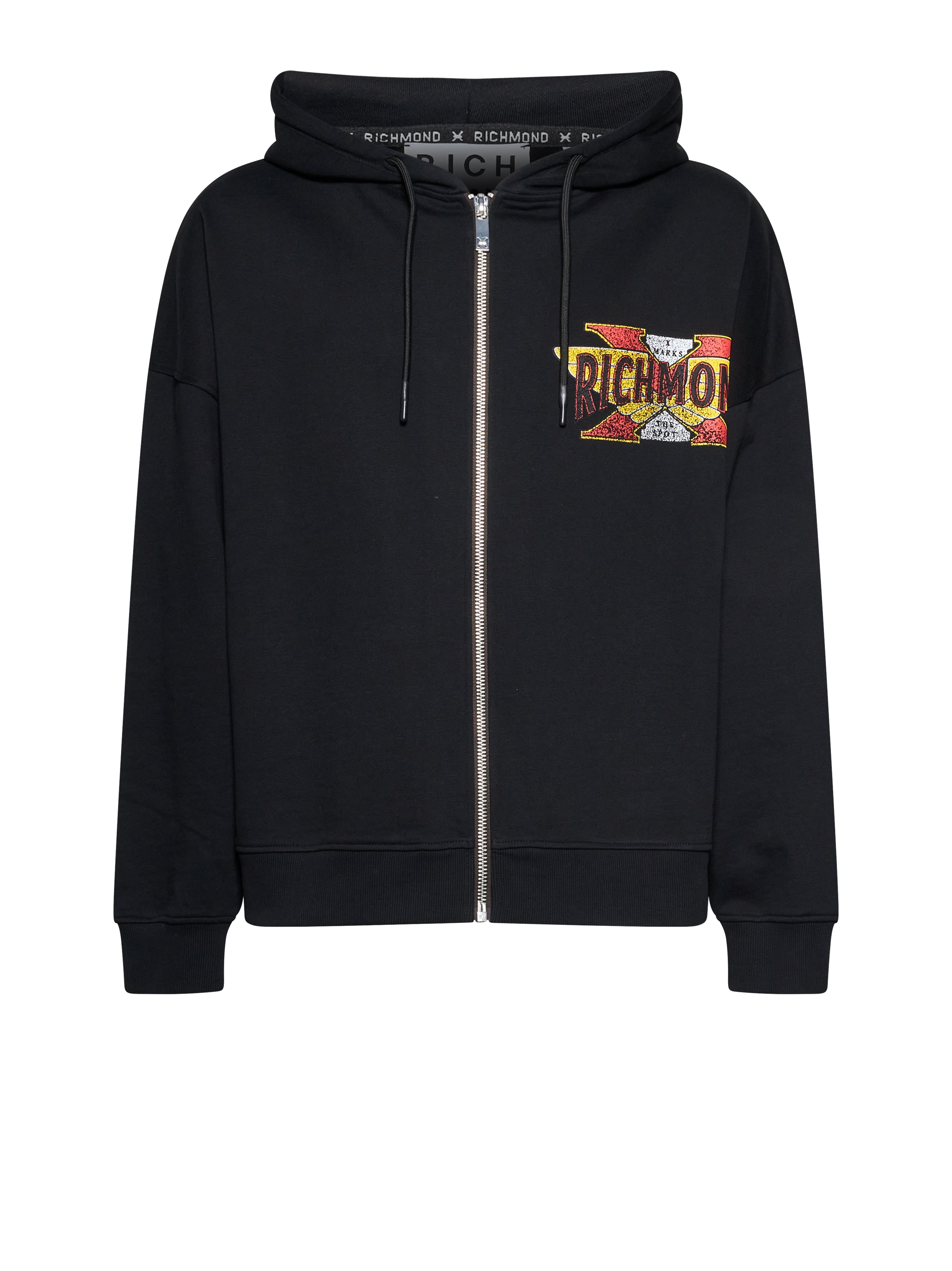 Hooded sweatshirt with zip and iconic front graphics – John Richmond