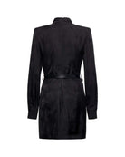 Abito corto con cintura e collo arricciato Abito