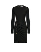 Abito corto drappeggiato con bottoni gioiello Abito