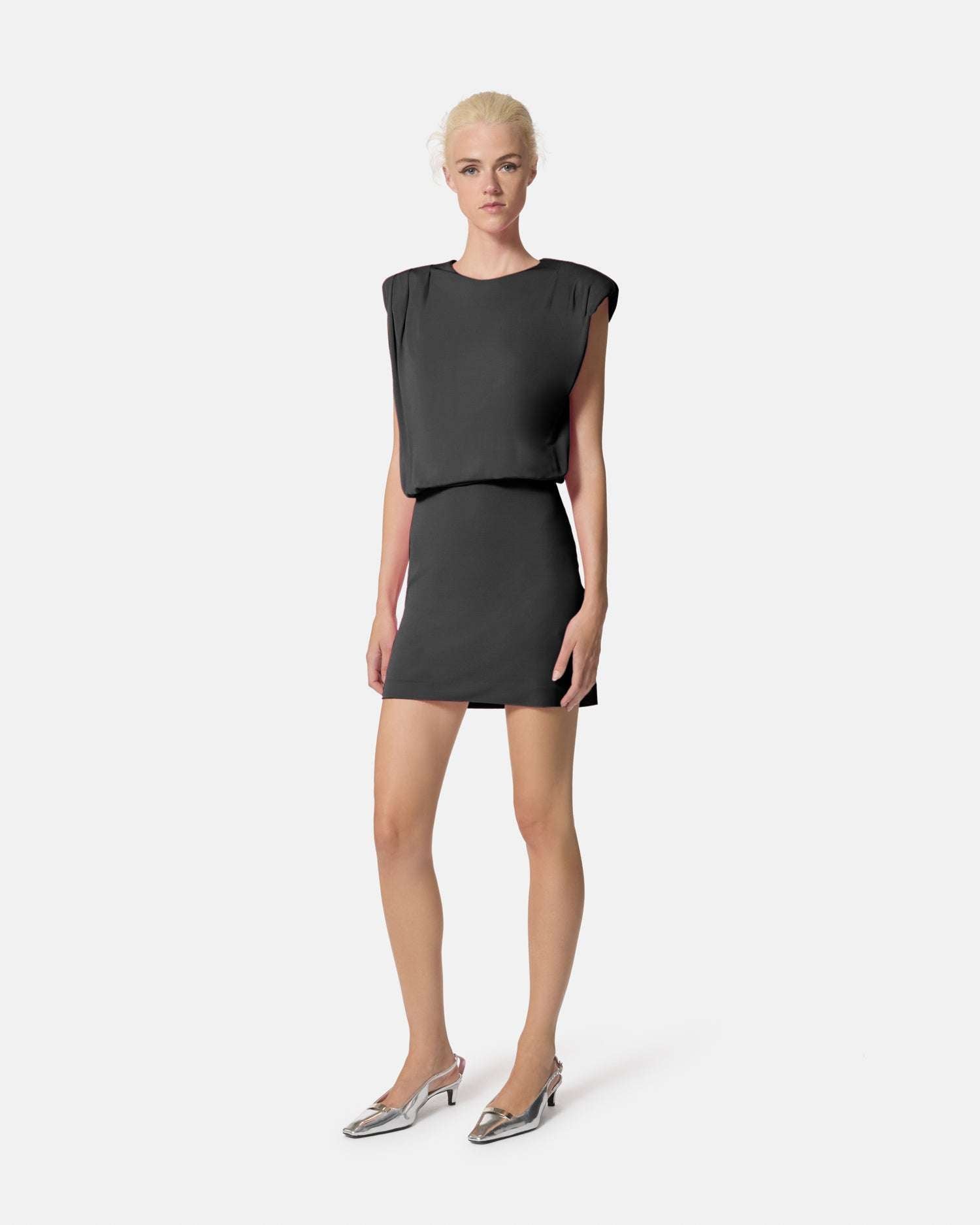 Short sleeveless dress with structured shoulders Dress