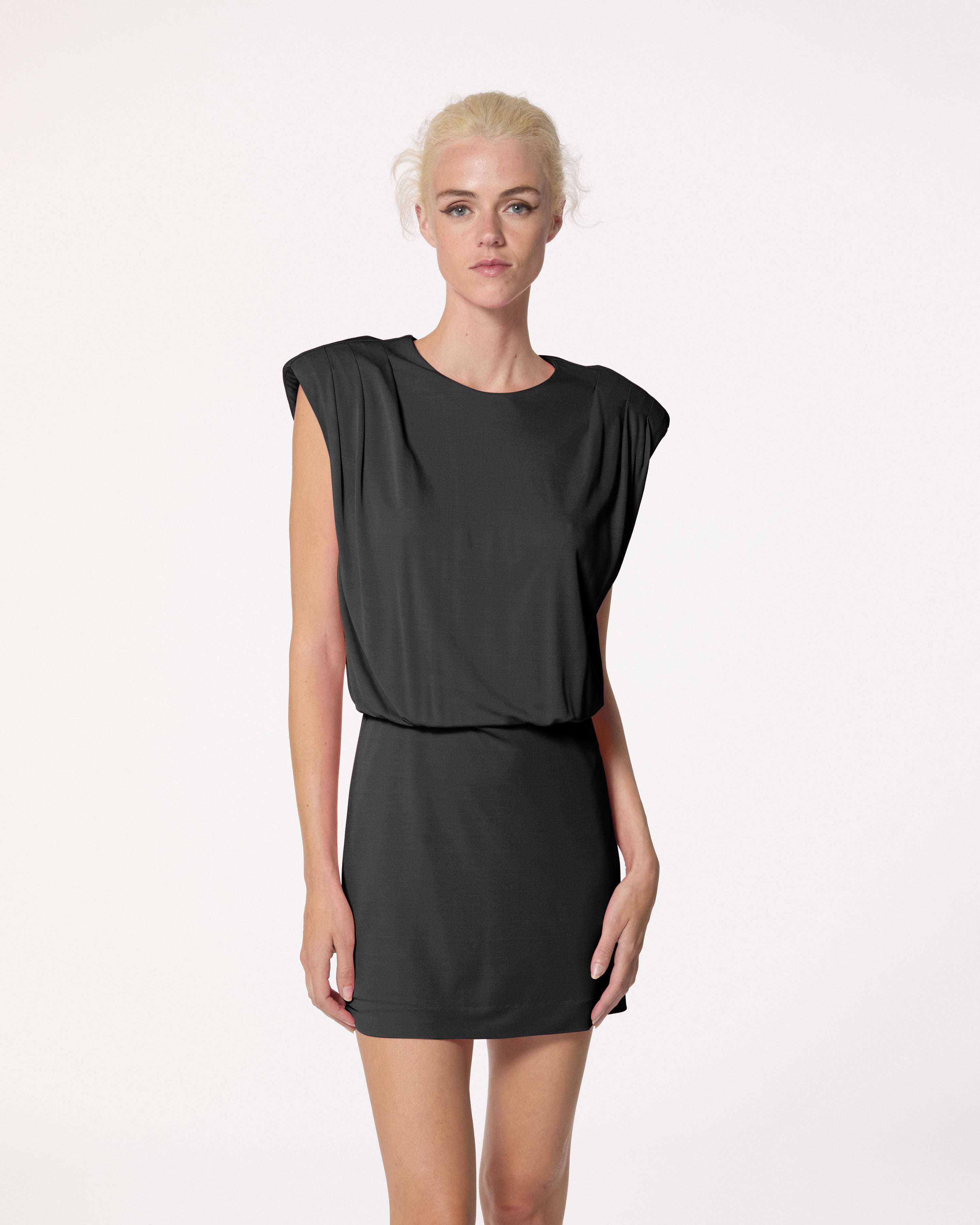 Short sleeveless dress with structured shoulders Dress