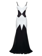 Long dress with contrasting geometric pattern Dress