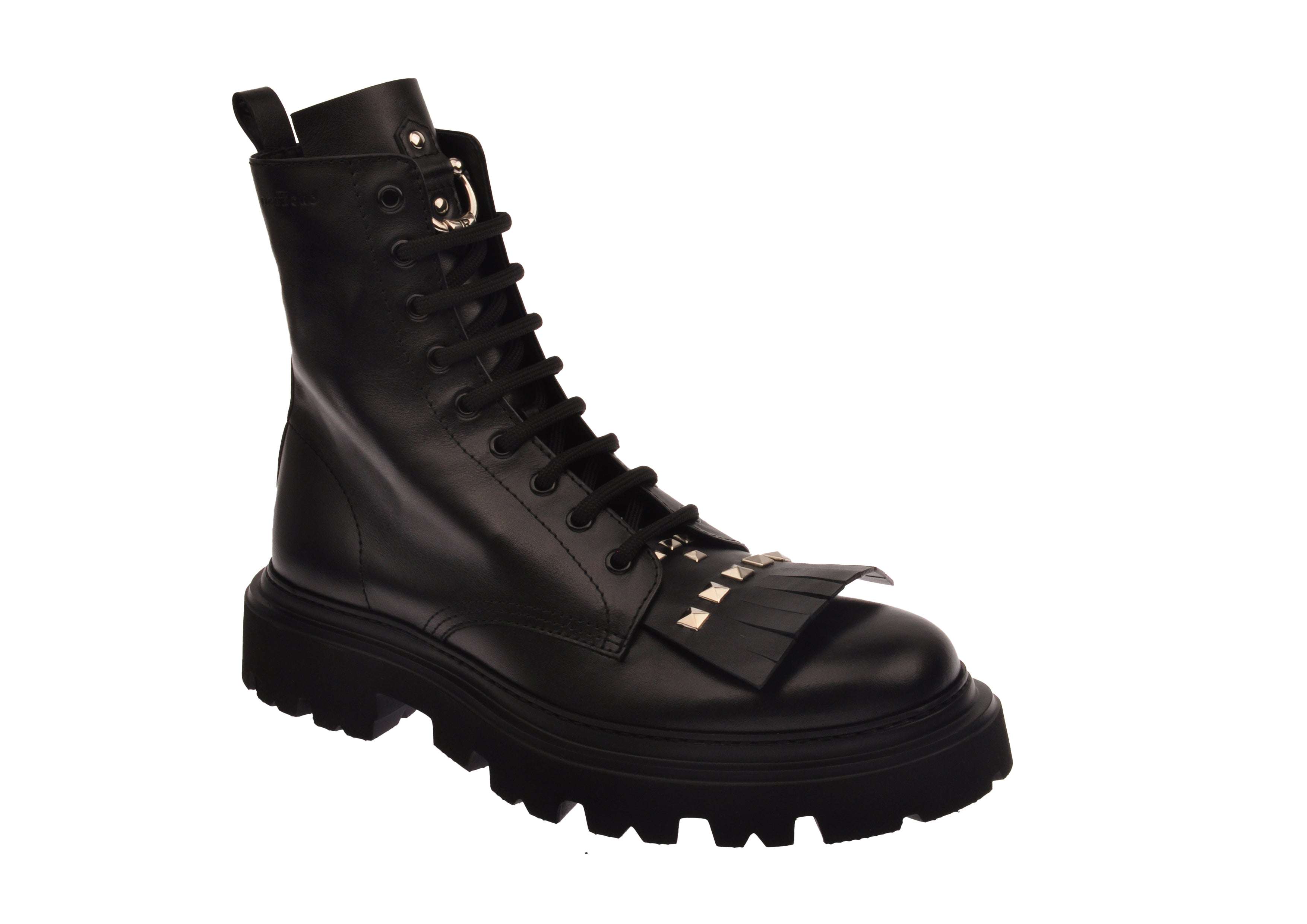 ARTICOLO RESO - Anfibi in pelle con dettaglio frangia e borchie Scarpa