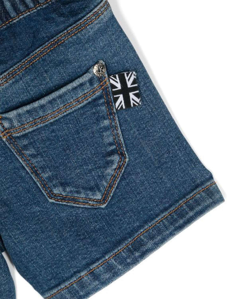 Bermuda shorts in denim with logo on the front