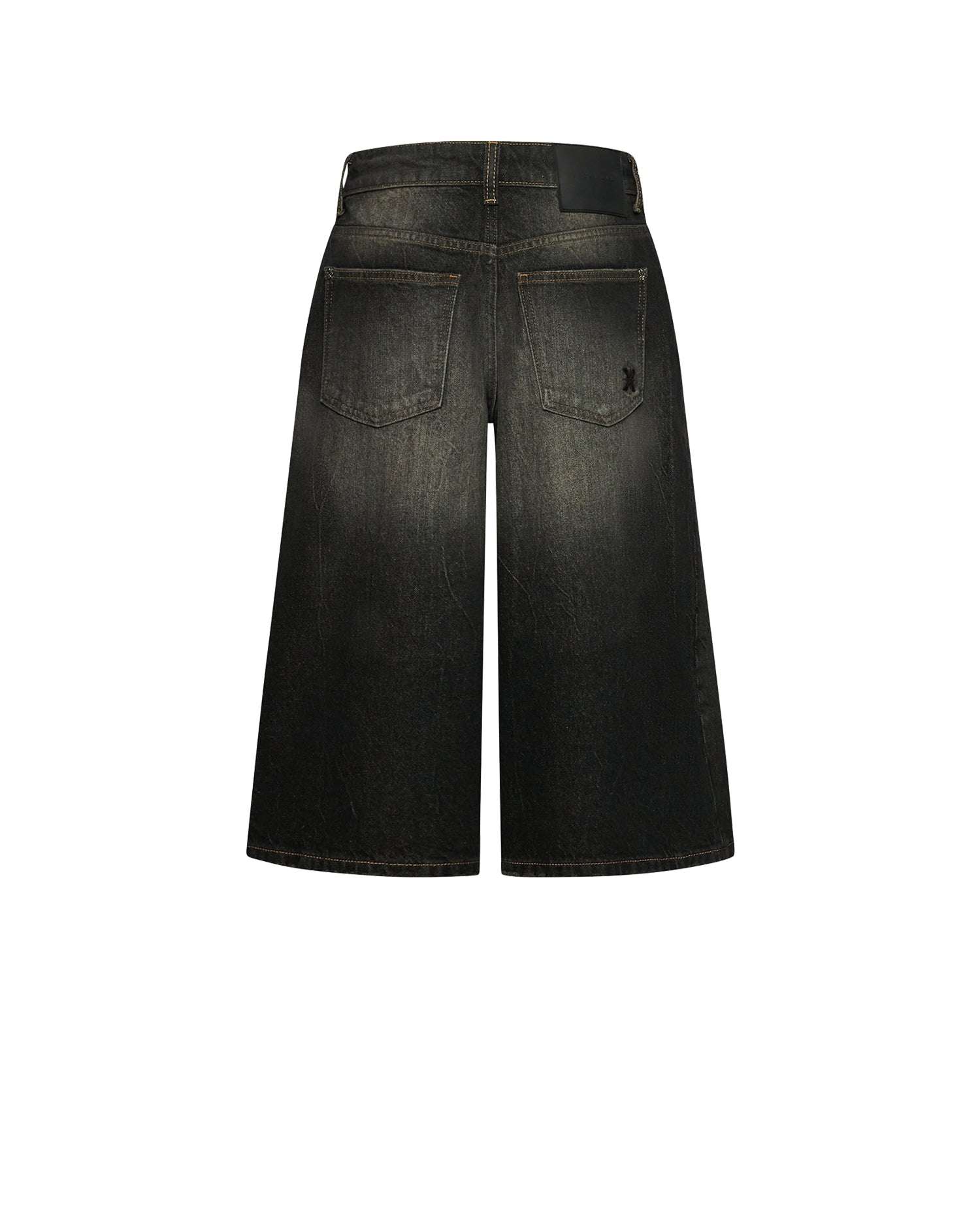 Bermuda in denim con scoloriture localizzate e cuciture a contrasto Bermuda