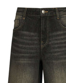 Bermuda in denim con scoloriture localizzate e cuciture a contrasto Bermuda