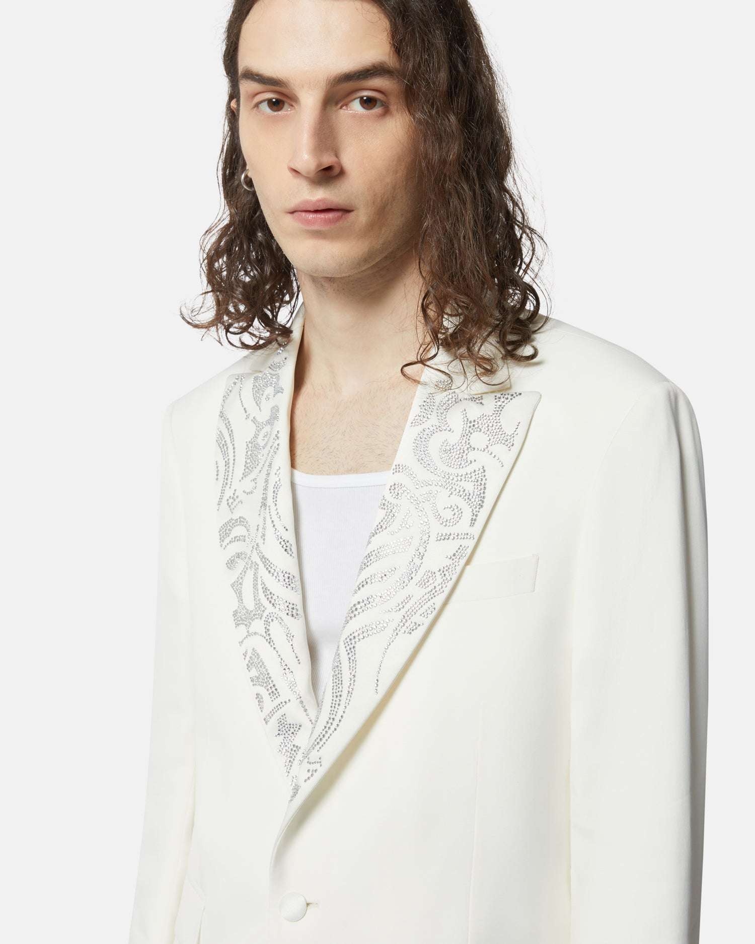 Blazer bianco rever ricamato Blazer