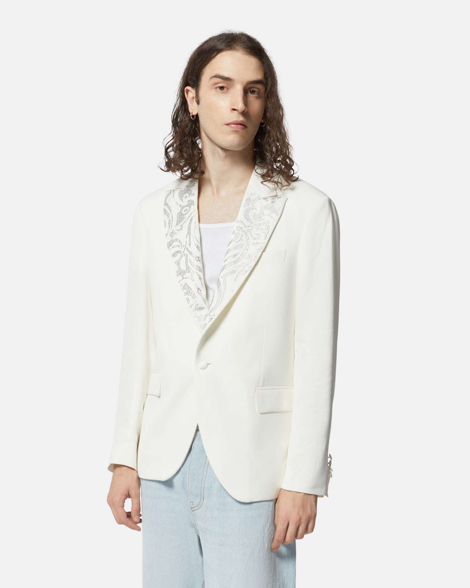 Blazer bianco rever ricamato Blazer