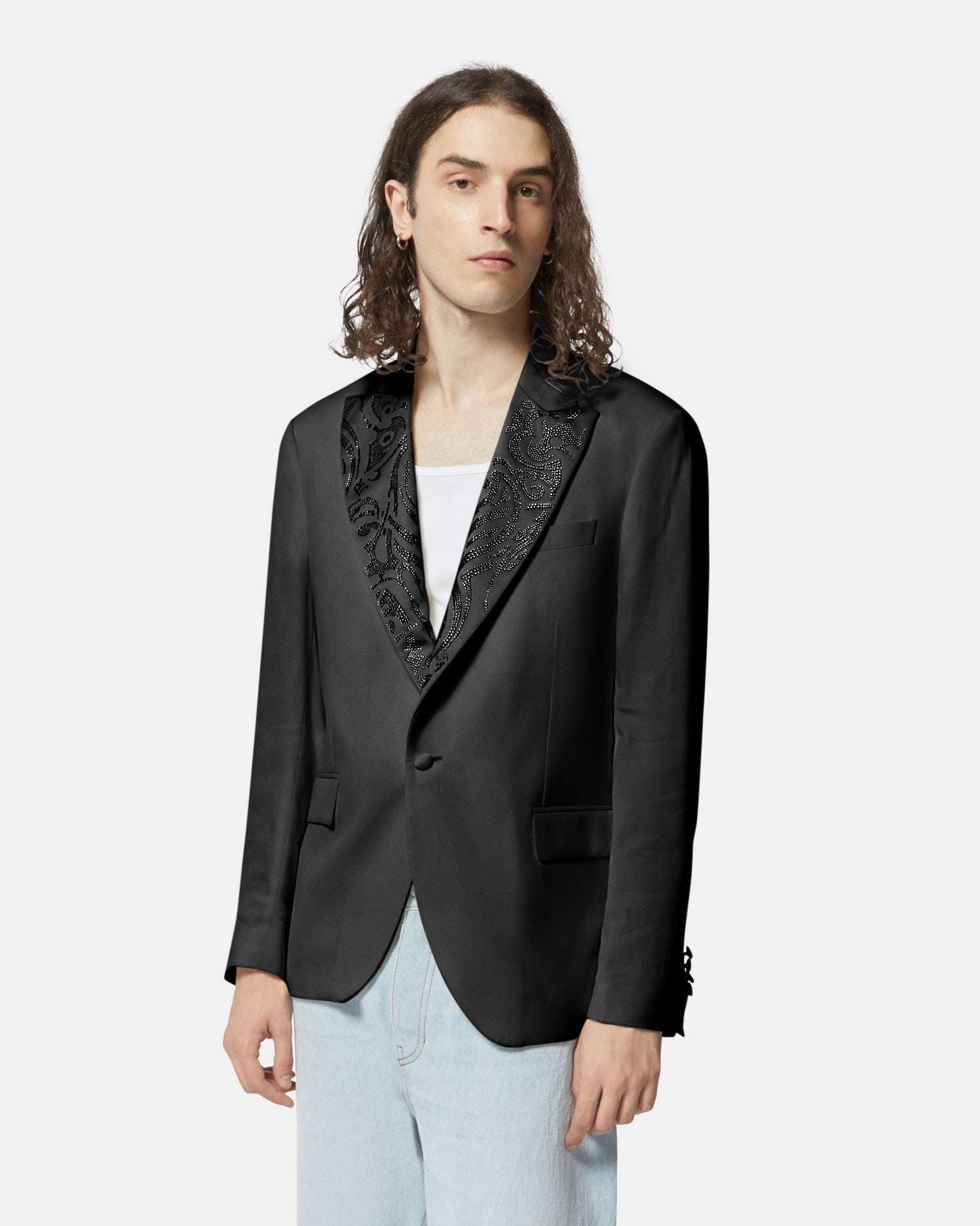 Blazer bianco rever ricamato Blazer