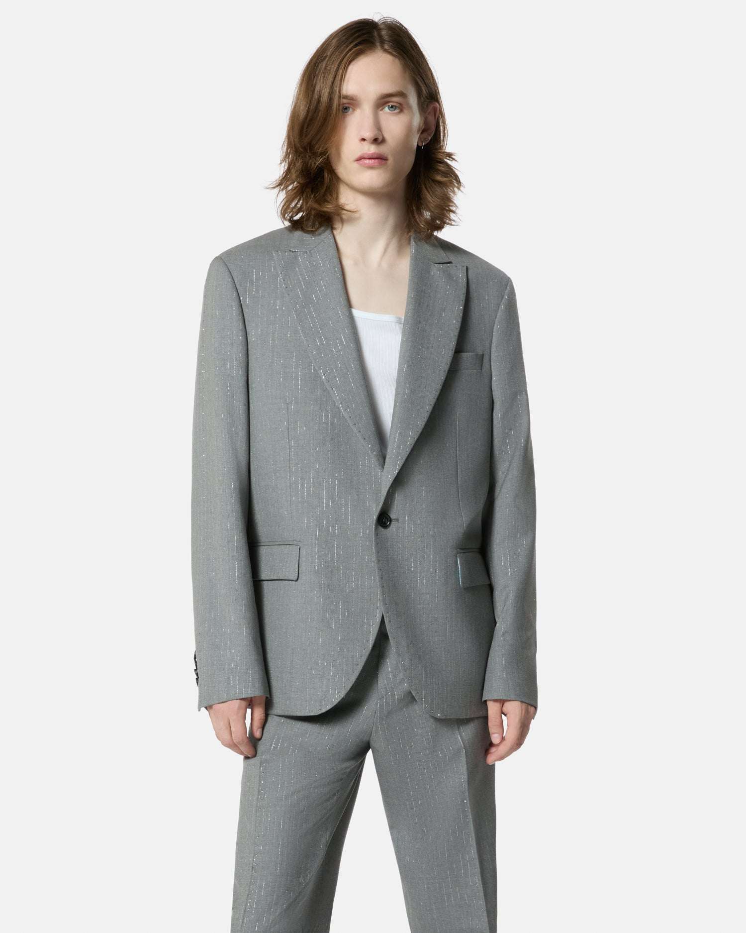 Blazer grigio con dettagli a righe luminose Blazer