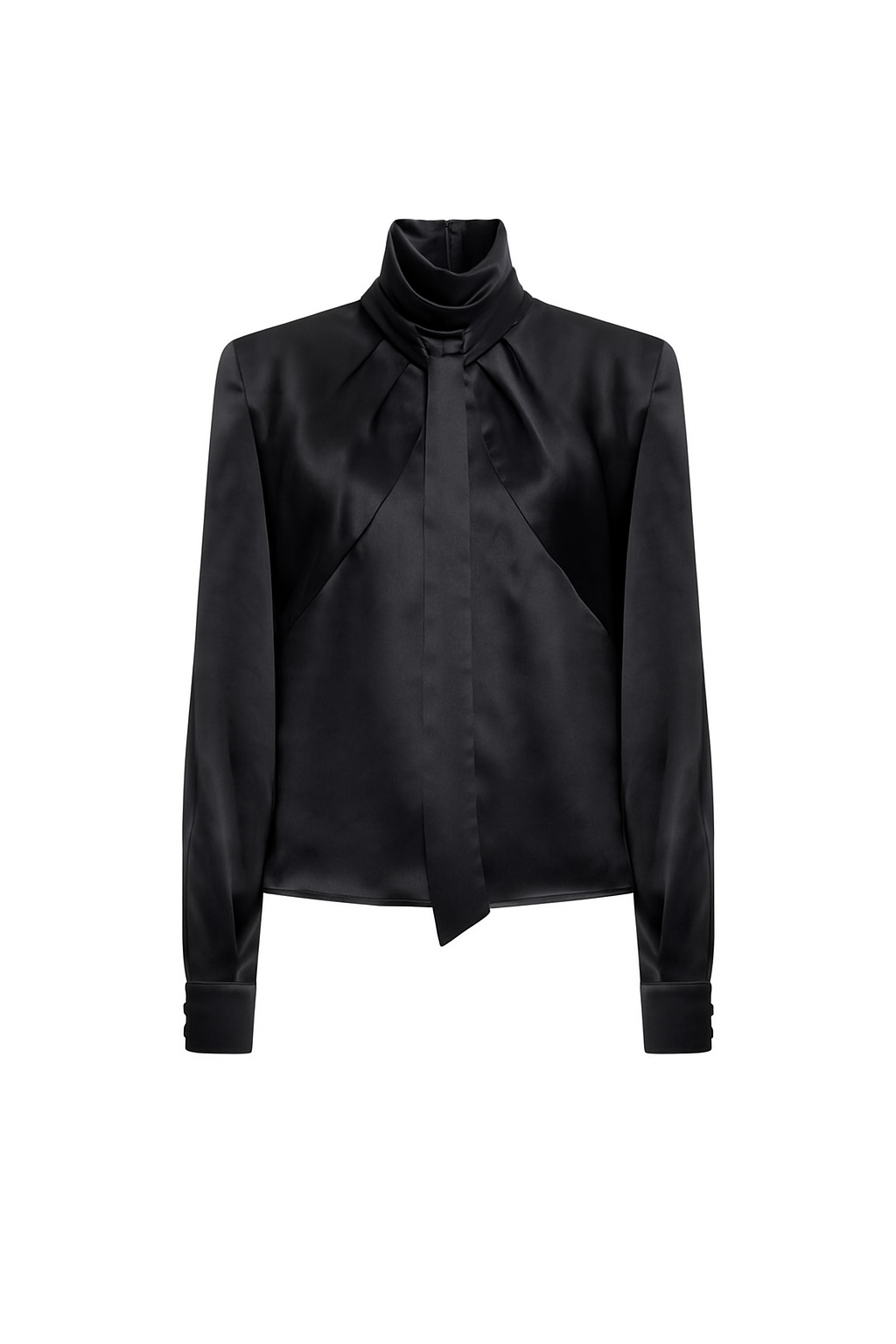 Blusa elegante con collo alto e dettaglio annodato Camicia