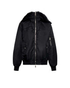 Bomber jacket with edged hood and trouser pockets