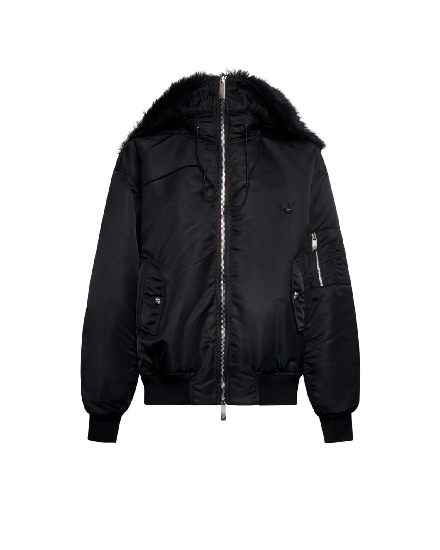 Bomber con cappuccio bordato e tasche Pantaloni