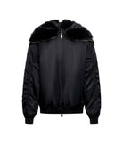 Bomber jacket with edged hood and trouser pockets