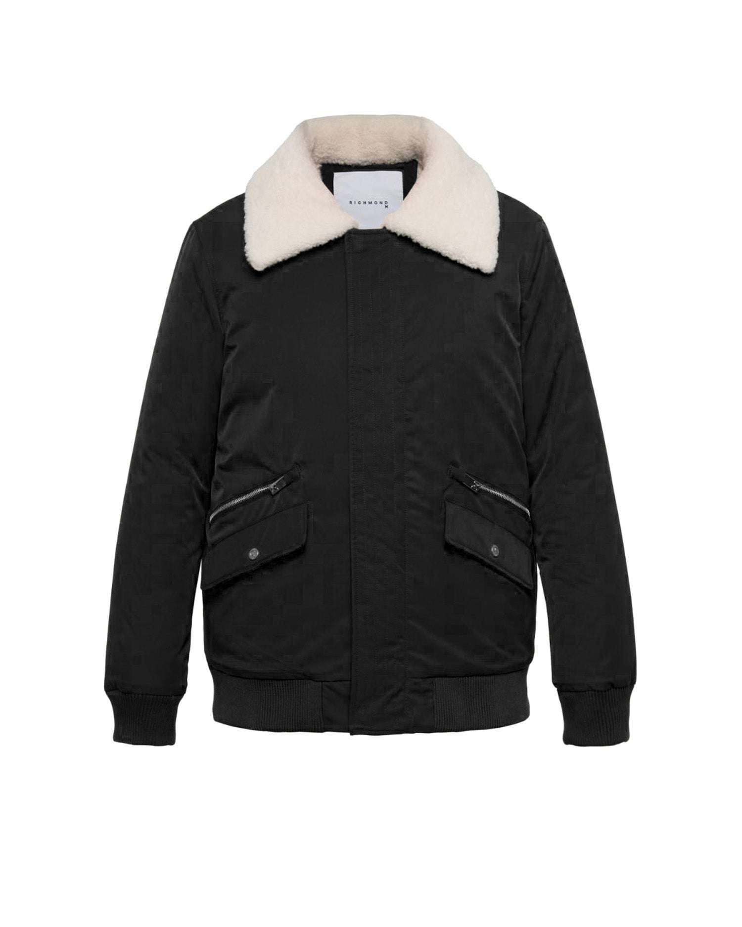 Bomber con collo in pelliccia sintetica e tasche utility Capispalla