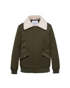 Bomber con collo in pelliccia sintetica e tasche utility Capispalla