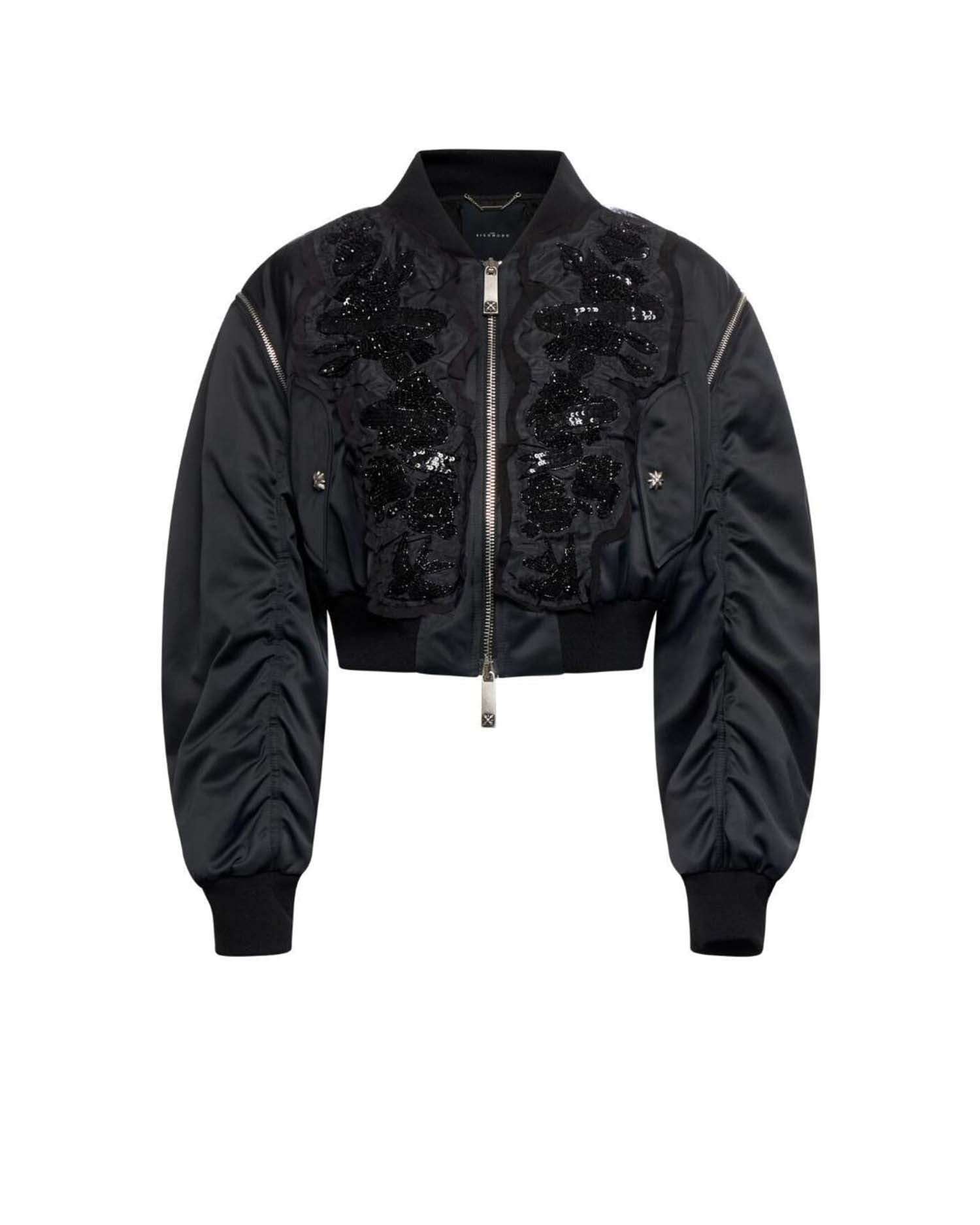 Bomber Corto con Maniche Arricciate Capispalla